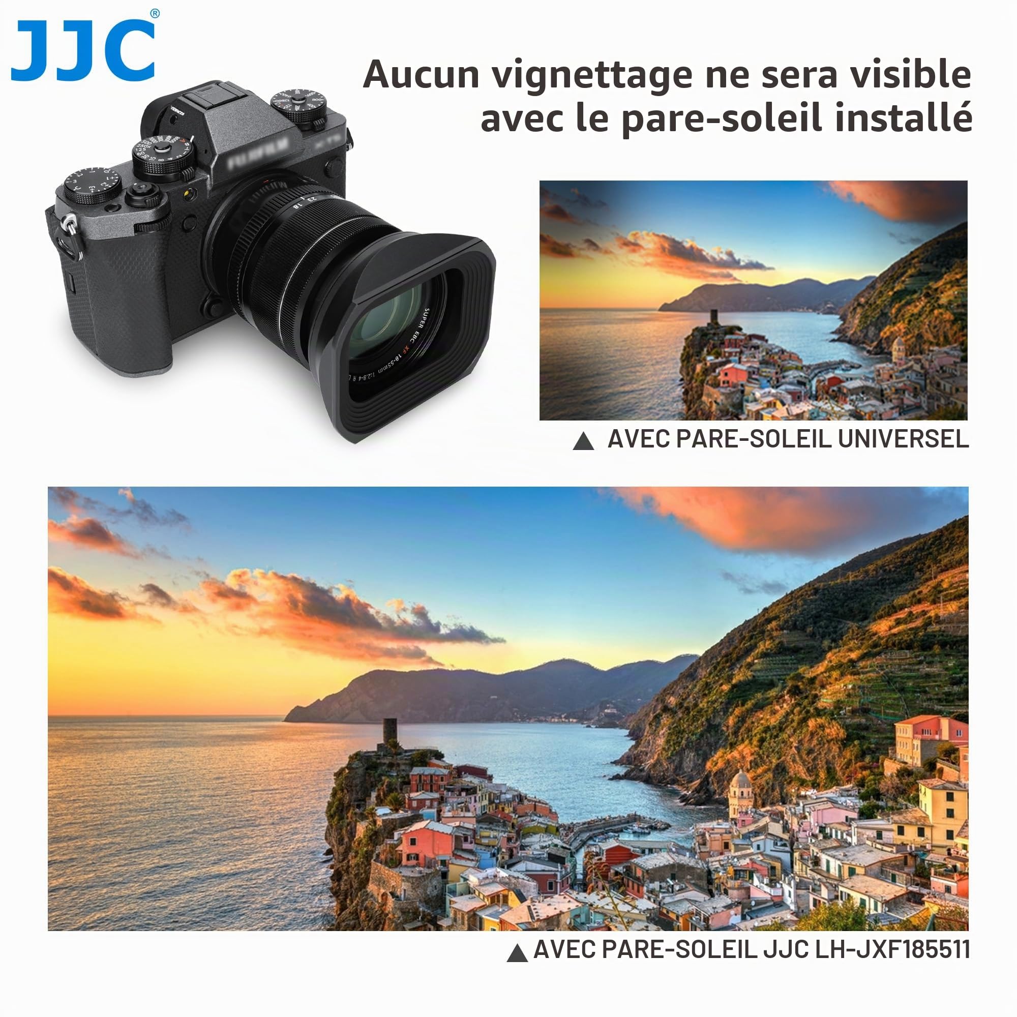 JJC Pare-Soleil Carré Métal pour Fujifilm XF14mm F2.8 R et XF18-55mm F2.8-4 R LM OIS Objectif avec Capuchon Coulissant - Remplace Fuji 14/18-55