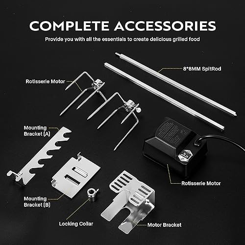 Miniatura 3 de VIVOHOME Kit de parrilla de asador de acero inoxidable 304 con motor de 120V 4W