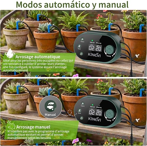 KINEVI Solar Irrigation System, 8W Auto Watering Kit for 30 Pots, 22 Timer Modes with Anti-Siphoning Device, 30m Hose for Garden Indoor Outdoor Plants Lawn Potted Balcony Vegetables shrub - 6