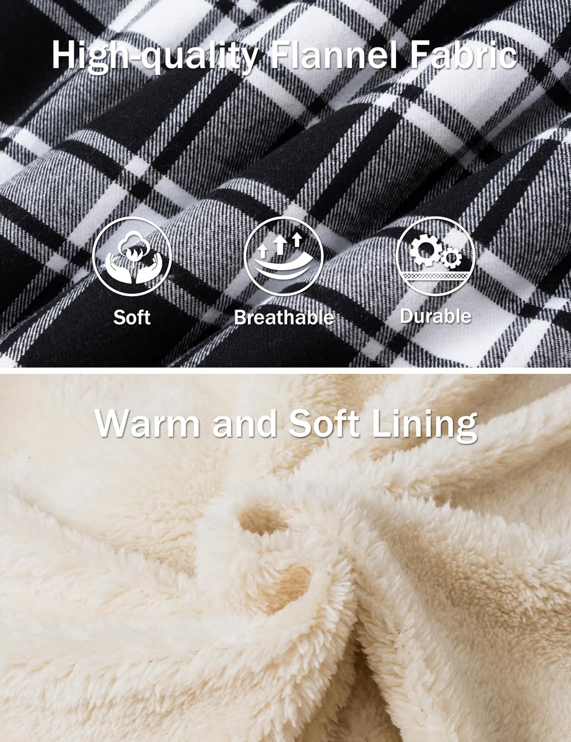 MAGCOMSEN Men's Flannel Jacket Fleece Lined Button Up Plaid Shirts Heavyweight Warm Winter Jackets with Hood - Image 3