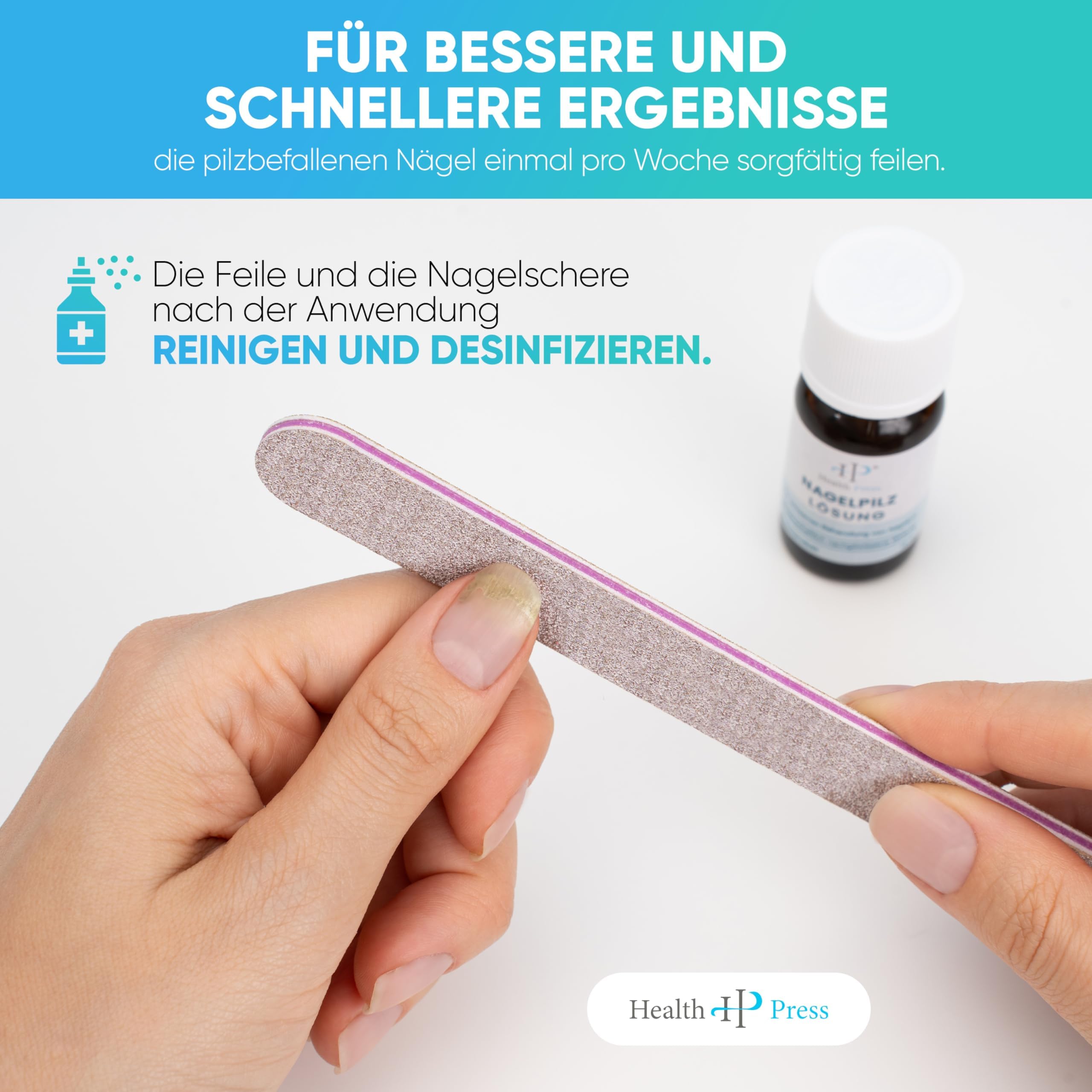 Health Press® Środek do usuwania grzybicy paznokci – 10 ml płyn przeciw grzybicy paznokci – do stóp i dłoni – kuracja do paznokci dla diabetyków – środek grzybiczy paznokci do