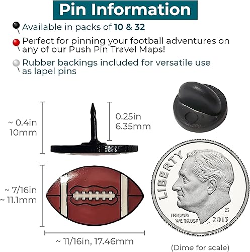 Miniatura 2 de Juego de 32 pasadores de fútbol para pared, pizarra blanca, tablero de corcho, mapa, tablón de anuncios, oficina o hogar