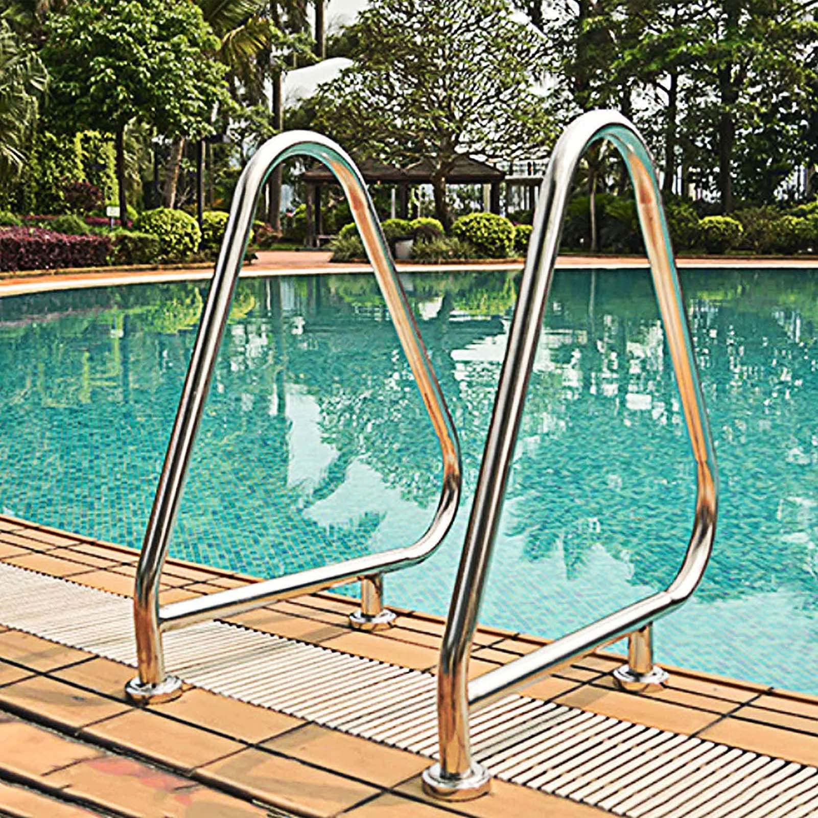 Barandillas para Piscinas, barandillas de Seguridad ergonómicas de Tres Curvas, Fabricadas en Acero Inoxidable 304, aptas para Piscinas empotradas.