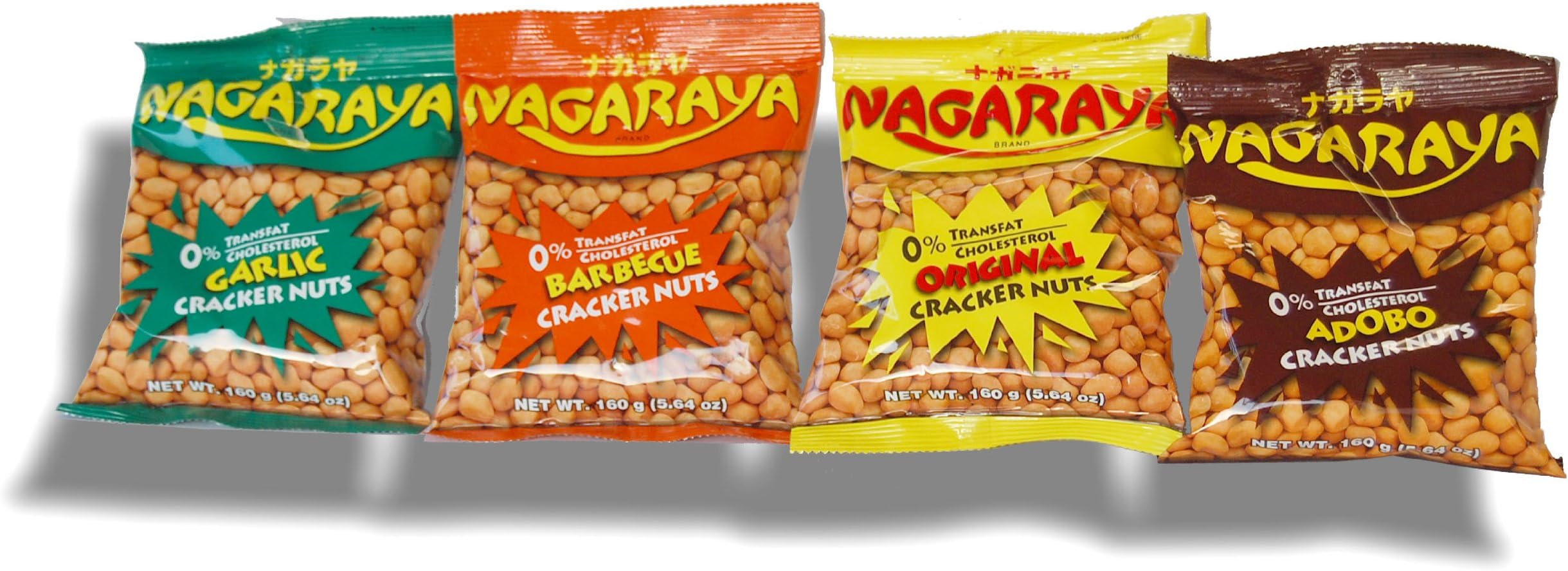 Cracker Nuts Assorted Bundle 4-Pack: Original, Barbecue, Garlic, Adobo