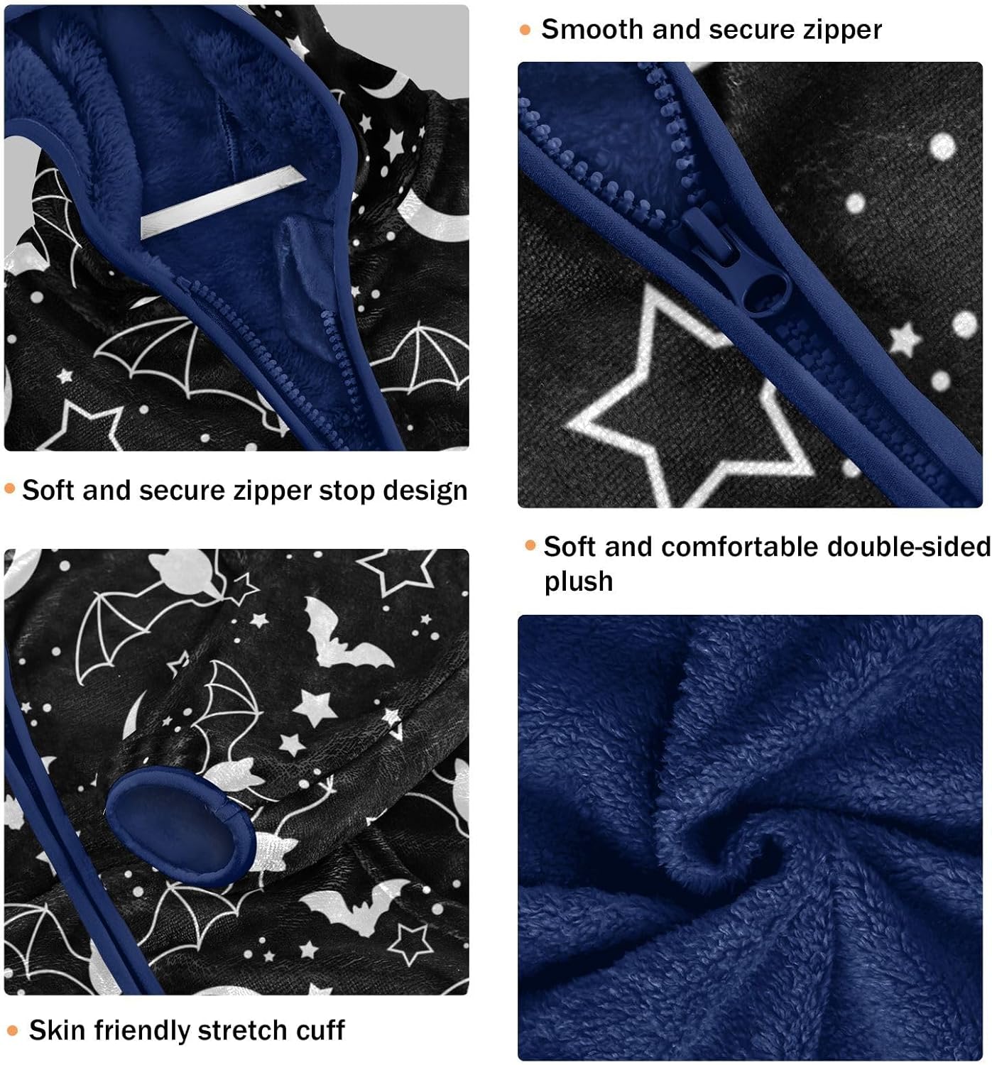 CaTaKu Girls Boys Cute Black Bats Starry Fleece Jacket Full Zip Hoodie Toddler Fall Winter Outerwear Coats 3t