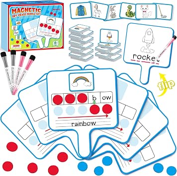 Aizweb Phonemic Awareness,Magnetic Dry Erase Whiteboards with Elkonin Box,Phonics Game,Preschool Kindergarten Speech Therapy Classroom Must Have,Phonological Manipulative Letter Sound Science Reading