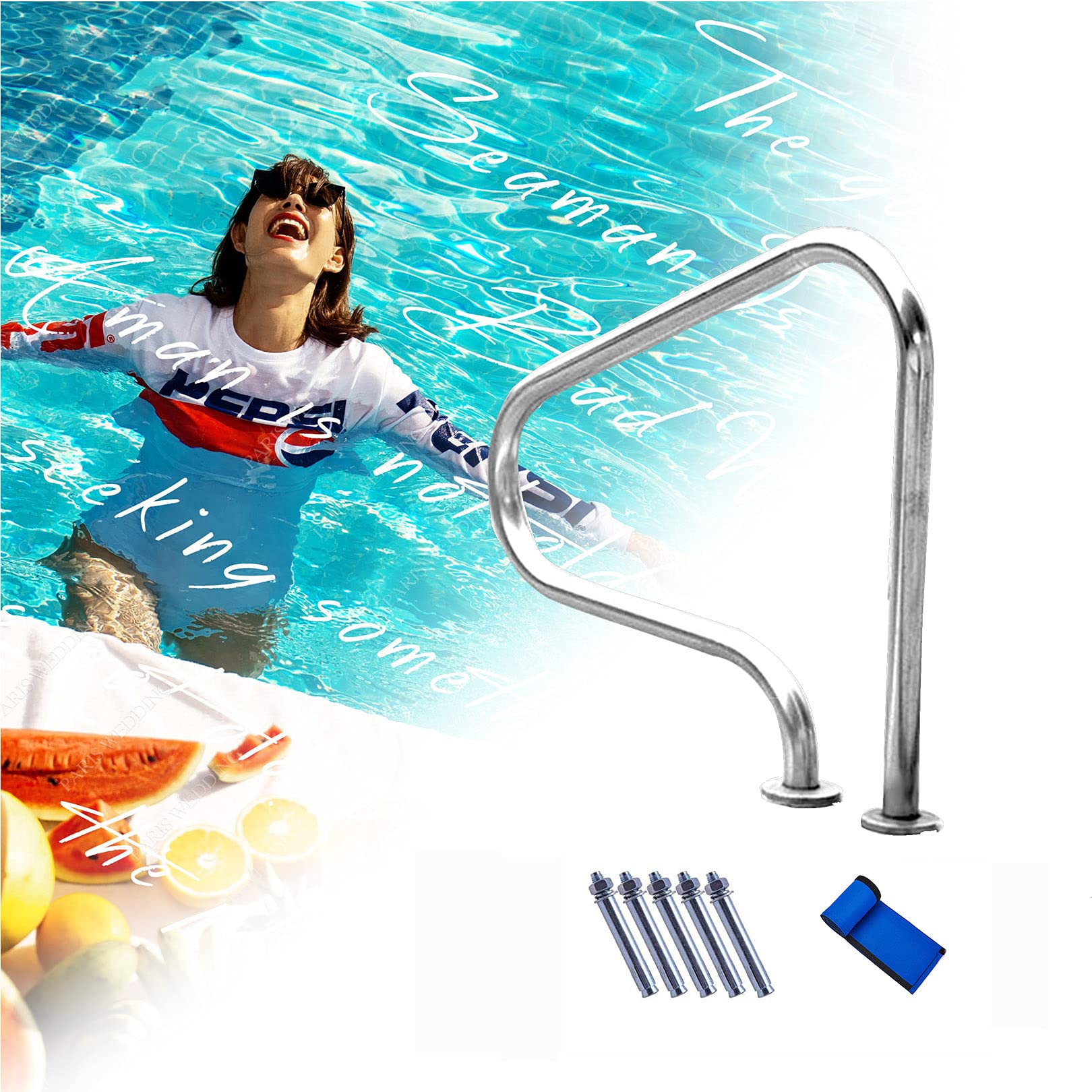 Mains courantes de piscine en acier inoxydable 304 haute résistance
