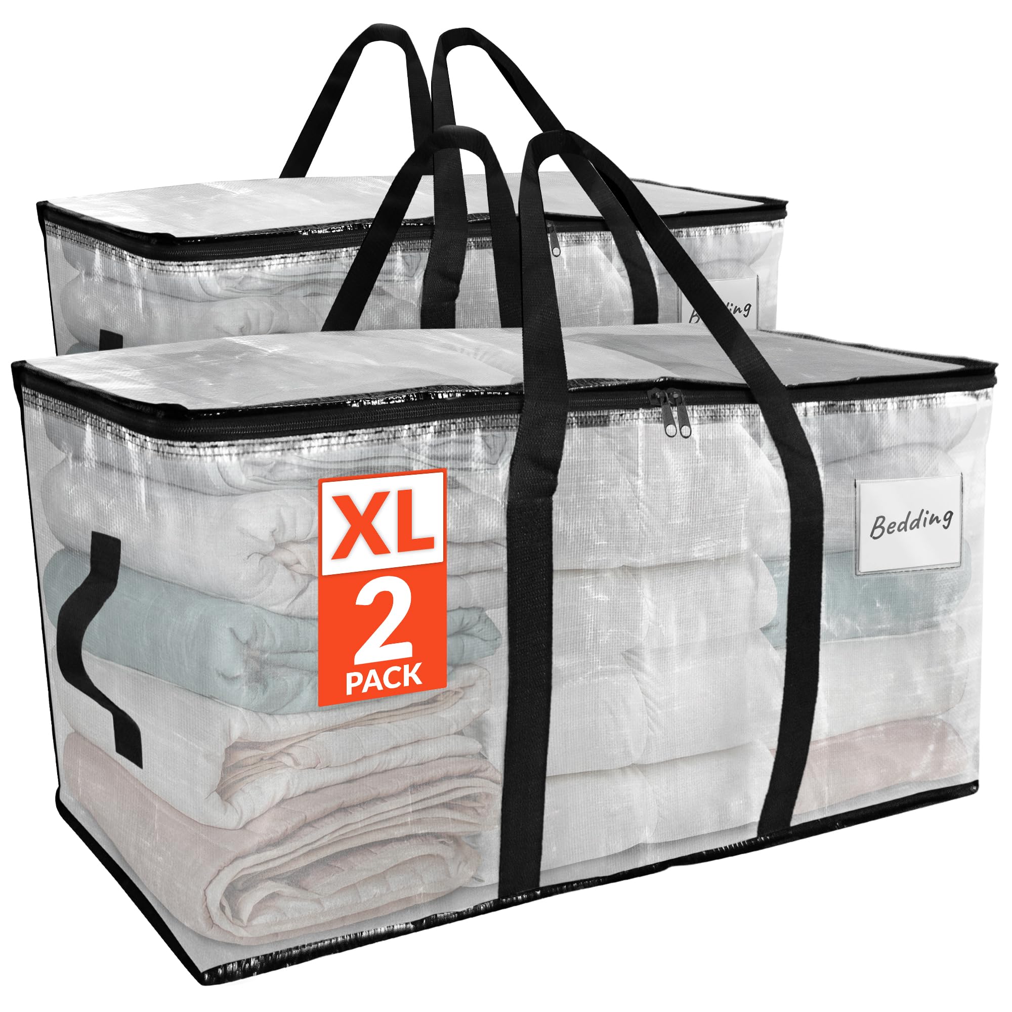 Photo 1 of Reli. Moving Bags Heavy Duty (2 Pack) | Extra Large Totes for Storage & Packing | Small Space & Dorm Room Essentials | Packing Bags with Handles & Zippers | Alternative to Moving Boxes (Clear)
