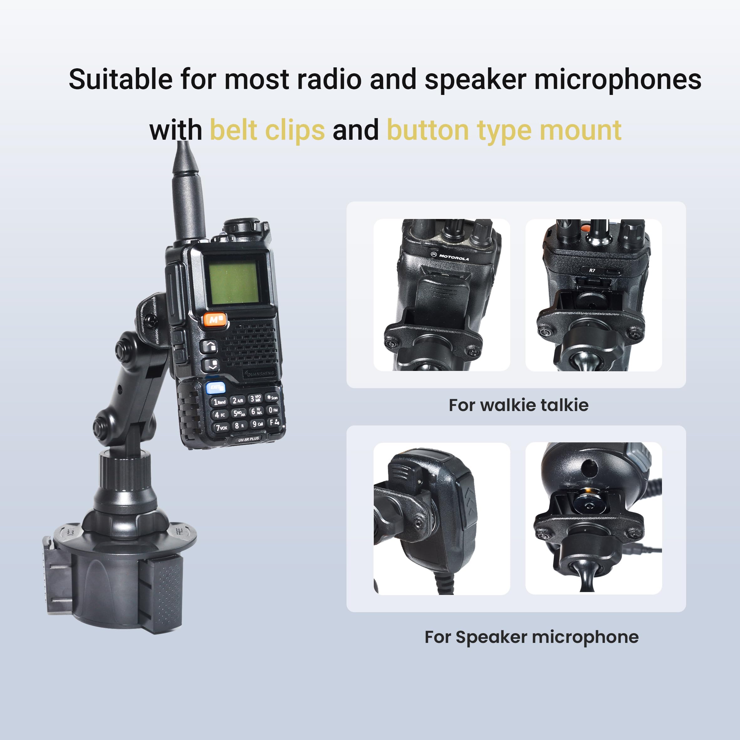 Uchwyt do radia CB z regulowanym wspornikiem do Motorola Kenwood Baofeng Midland Icom Yaesu