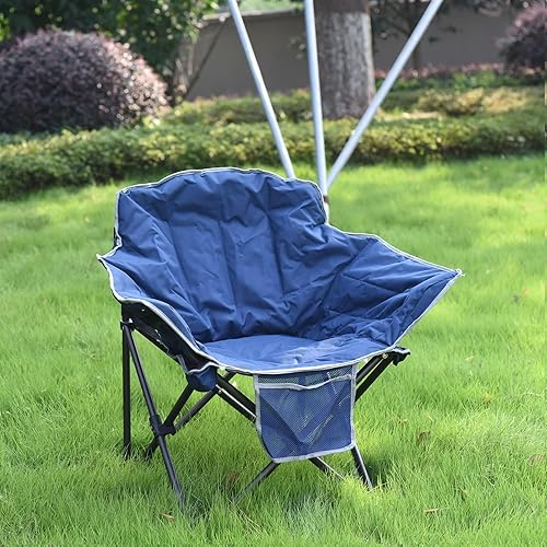 Miniatura 4 de SUNNYFEEL Silla de campamento de gran tamaño, silla plegable con platillo de luna, cojín acolchado, resistente para adultos, 500 libras, silla de