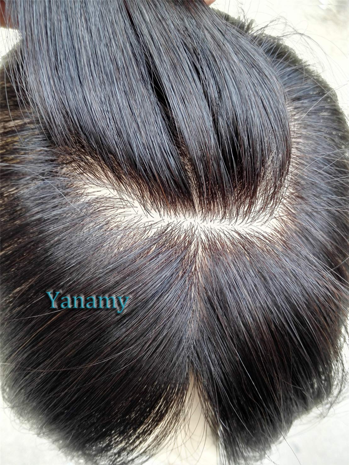 Wig Topper for Women Human Hair Silk Topper 3 Clips on Hair Pieces for Thinning Hair, 14" Natural Black