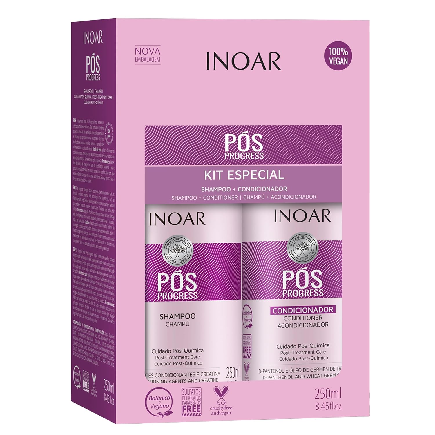 Inoar Pós Progress Duo Kit, Shampoo & Conditioner, 8.45 fl.oz. Each