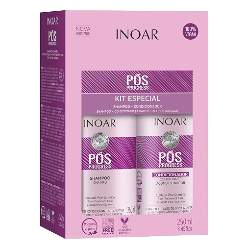 Kit Duo Shampoo e Condicionador Pós Progress, Inoar, 250 Ml Kit Duo Shampoo e Condicionador Pós Progress, Inoar, 250 Ml