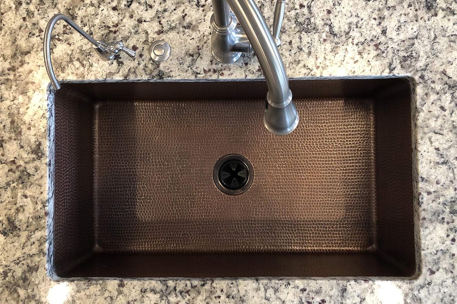 33" Hammered Copper Single Basin Drop-In Kitchen Sink