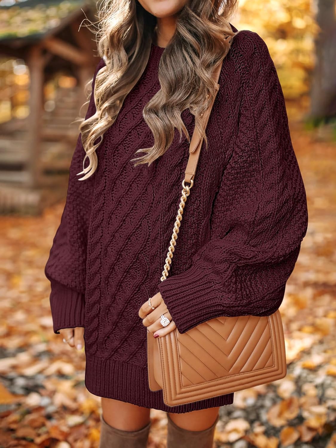 ANRABESS Womens Sweater Dress Oversized Cable Knit Chunky Long Sleeve Short Dresses 2025 Fall Outfits Vacation Winter Clothes - Image 3