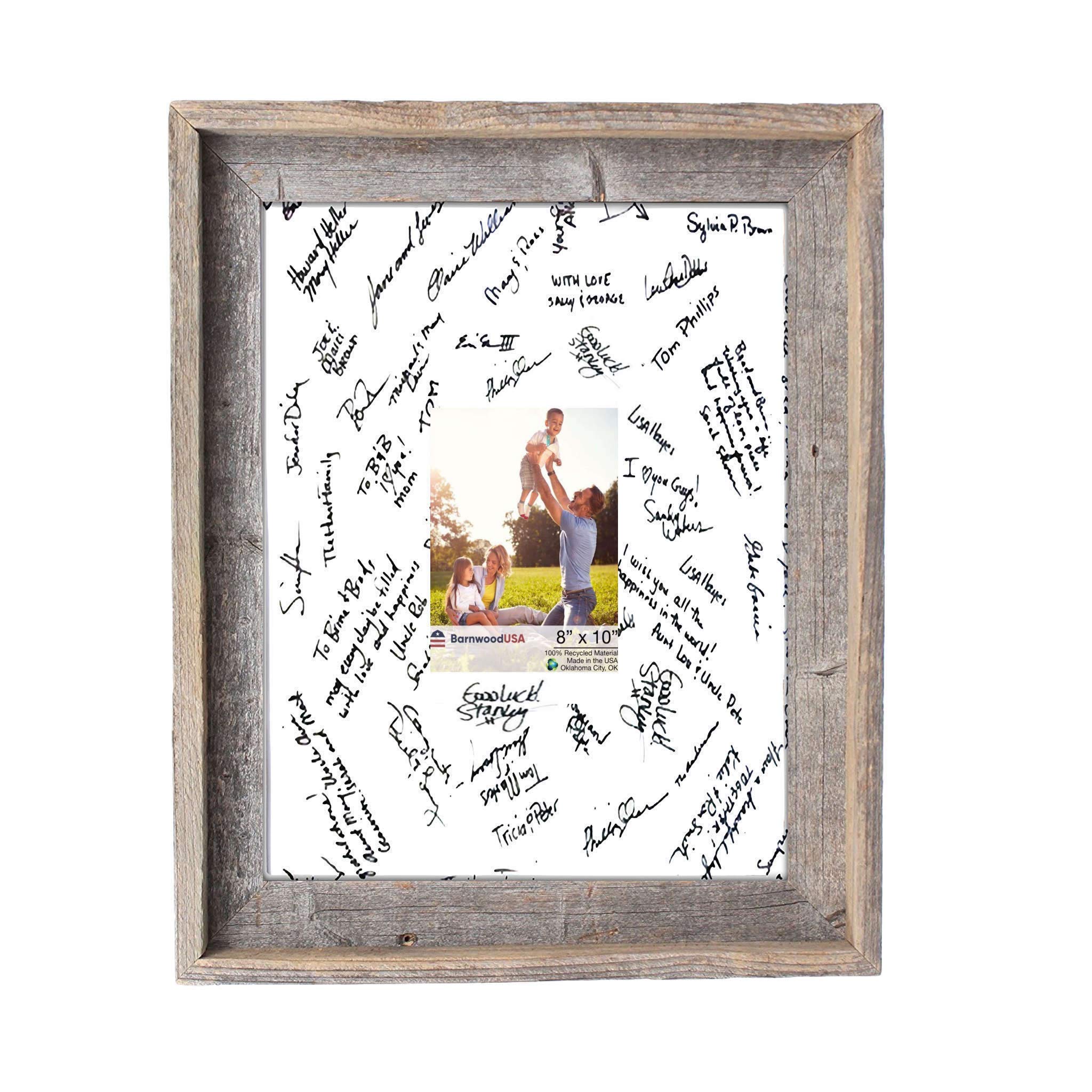 BarnwoodUSA | 18x24 White Mat Holds 8x10 Picture | Rustic Wedding Signature Picture Frame |Farmhouse | Barnwood | Wall Décor