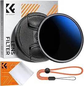 K&F CONCEPT Filtro de lente de câmera ND variável de 67 mm ND2-ND400 (1-9 paradas) + tampa de filtro + pano de limpeza, 18 revestimentos multicamadas, densidade neutra ajustável, ultrafina para lentes