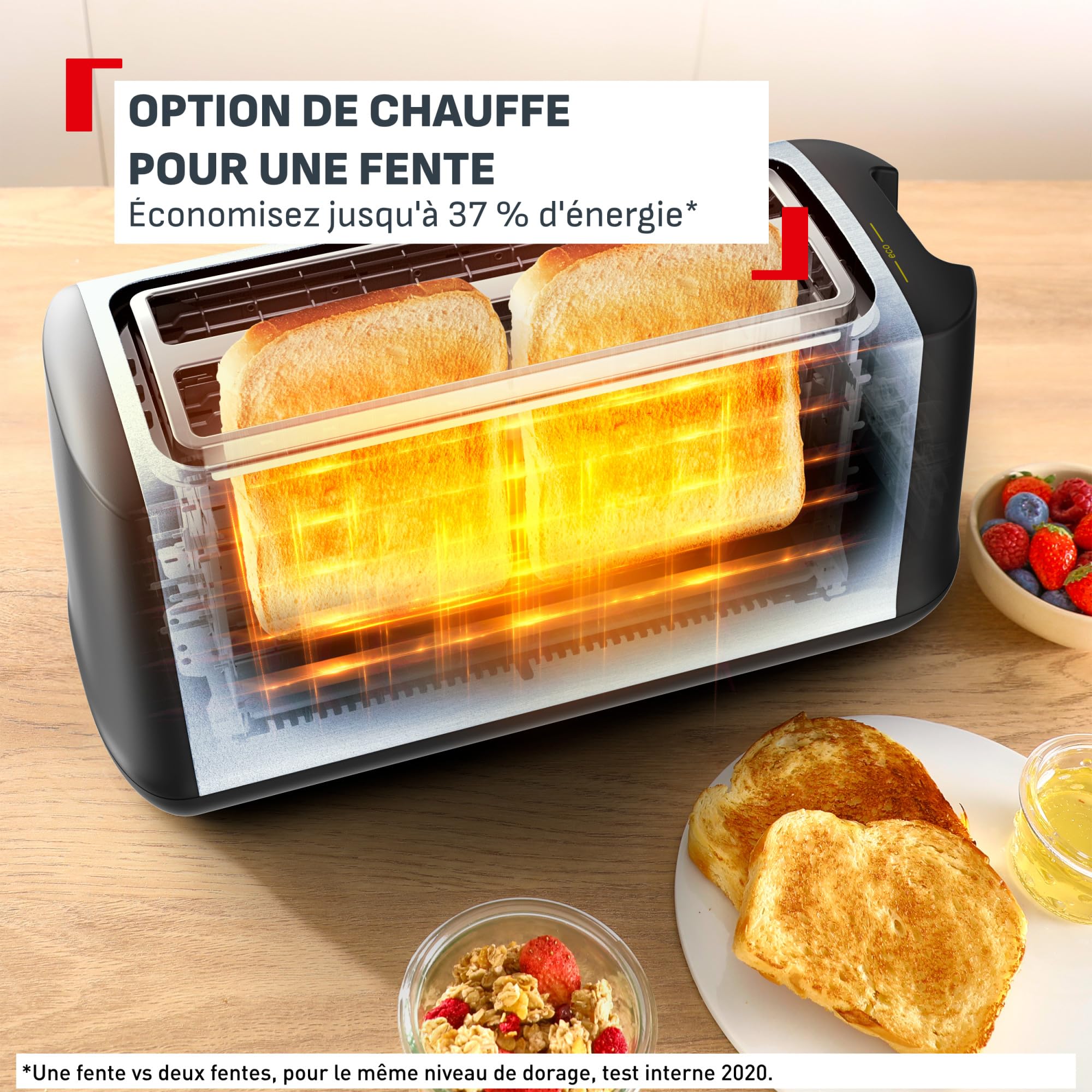 Tefal Subito, Grille-pain 2 fentes, Option de chauffe pour 1 fente, Fentes extra-larges, Levier de surélévation, TL342DE0