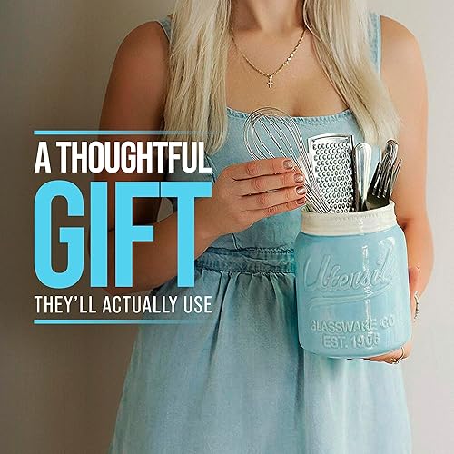 Miniatura 7 de Comfify Tarro de boca ancha para utensilios, organizador decorativo de utensilios de cocina, apto para lavavajillas, organizador de cocina azul Azul