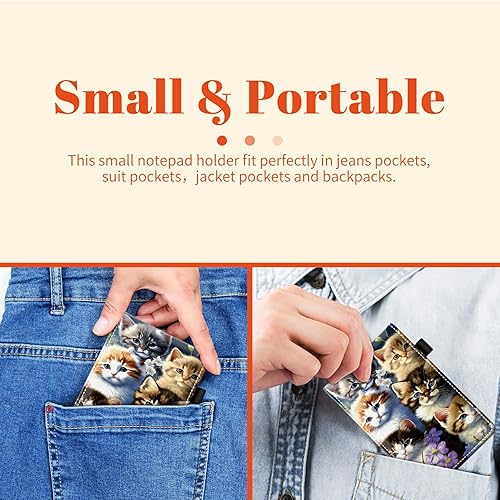 Miniatura 12 de Juego de 4 soportes para bloc de notas de tamaño de bolsillo, de piel sintética, mini bloc de notas con 2 bloc de notas pequeños y lápiz capacitivo