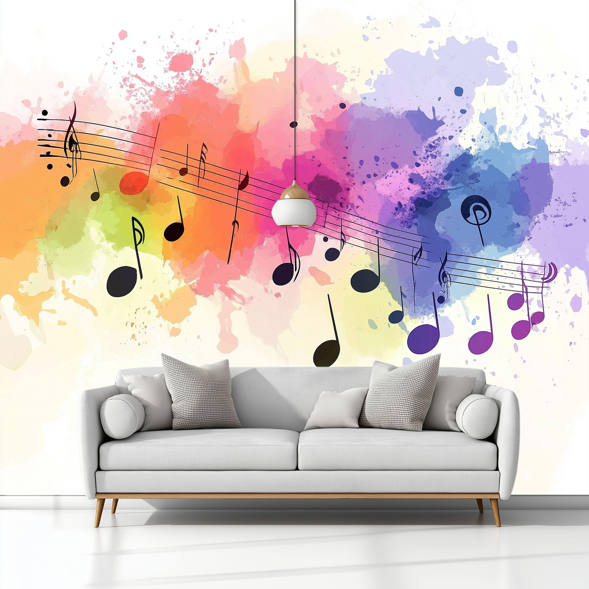Papel Pintado Infantil 3D Arte Música Símbolos Grafiti 400 x 280 cm - Mural de Pared para Habitación de Niños y Niñas en Tela No Tejida Premium - Diseño Artístico para Soñar Blanco