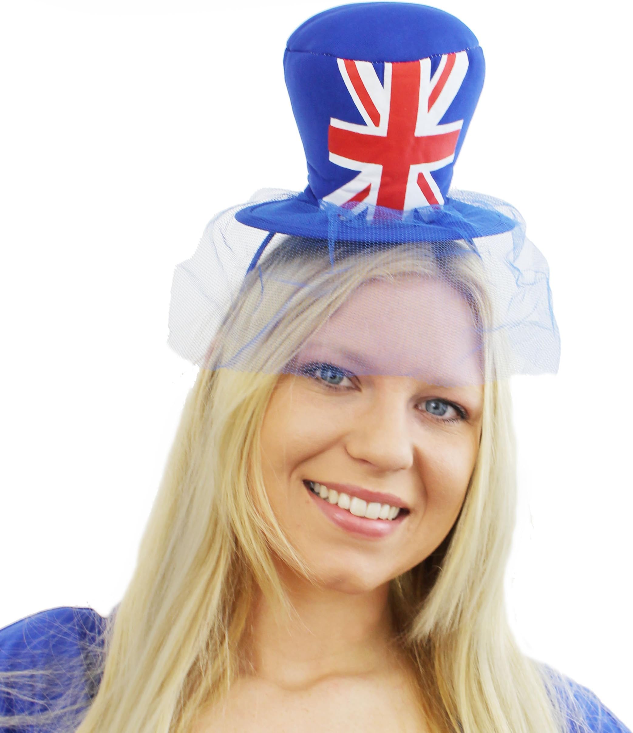 Wicked Union Jack Mini Top Hat w Veil Fascinator