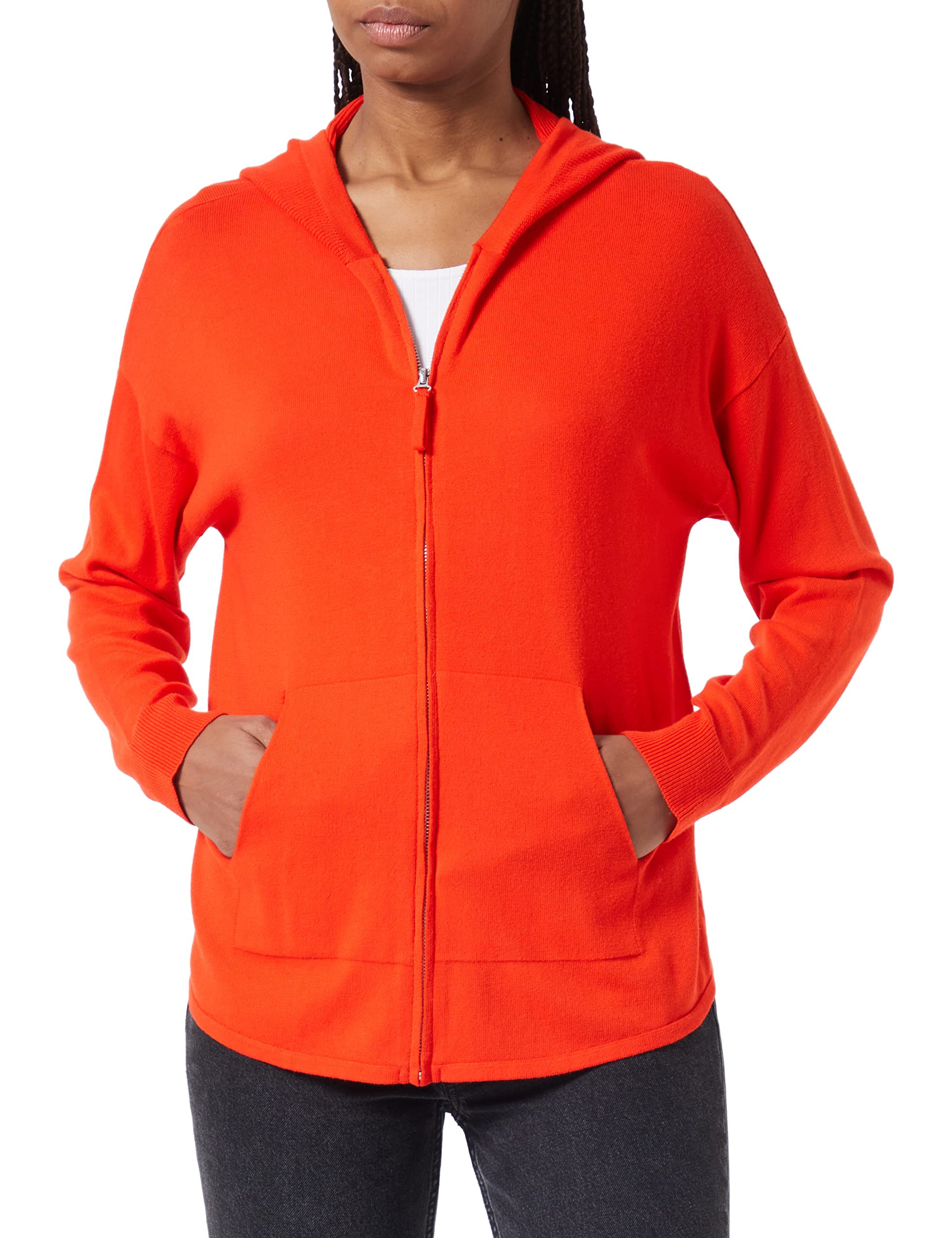 United Colors of Benetton Damen T-Shirt MIT Kapuze. M/L 103CD500F LANGÄRMLIGER Hoodie, Rot 35D, S