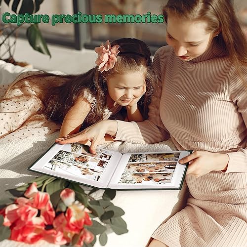 Miniatura 195 de Álbum de fotos de 4 x 6 pulgadas con 300 bolsillos, álbumes de fotos deslizables, cubierta de lino, libro de recuerdos con ventana frontal, página