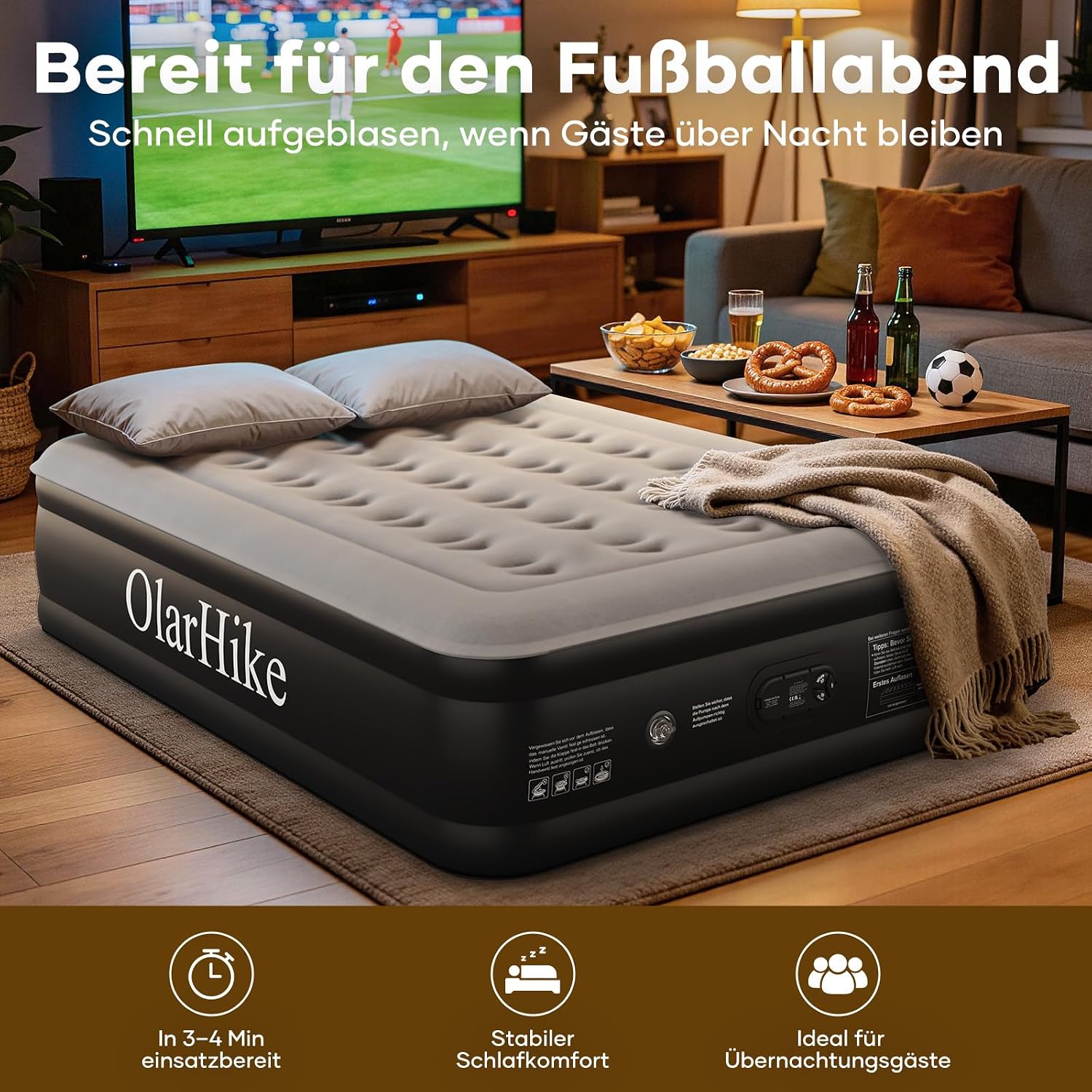 OlarHike Luftmatratze selbstaufblasend 140x200x46 cm Luftbett Gästebett - Mise en situation et utilisation