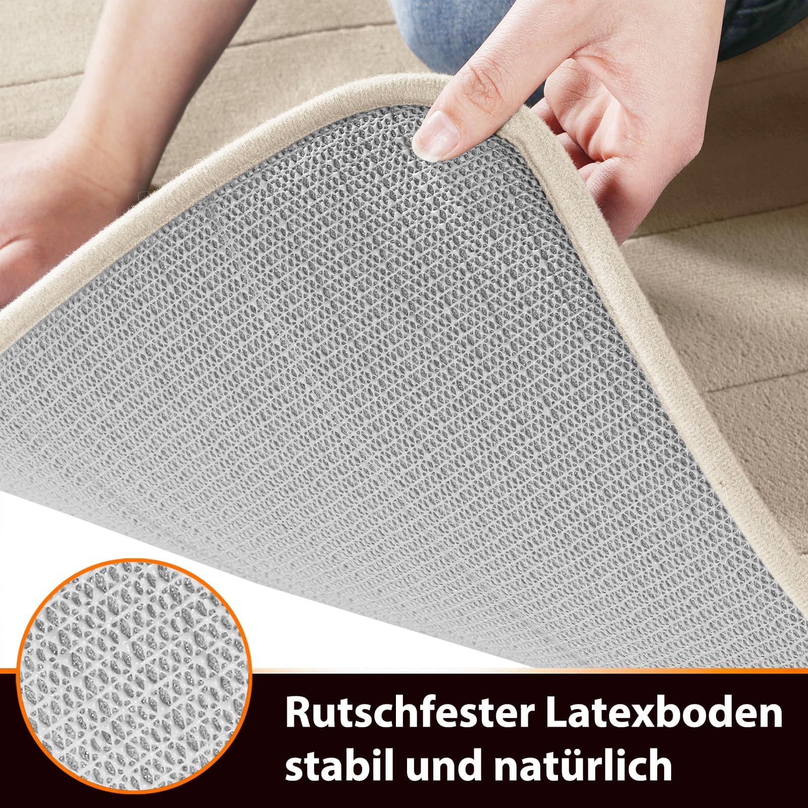 Yimobra Tappetino da bagno antiscivolo, 90 x 60 cm, super assorbimento d'acqua, spesso, lavabile in lavatrice, facile da asciugare, colore: beige