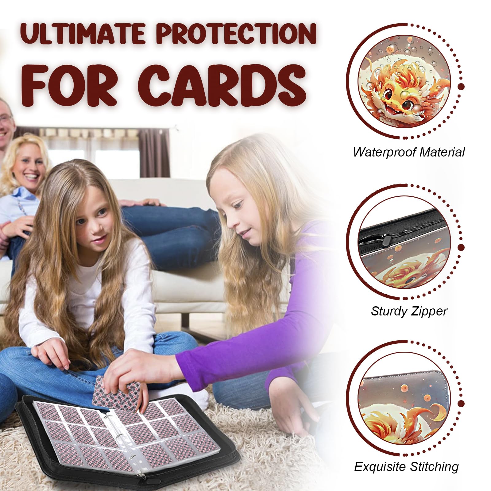 Card Binder 900 Pockets, Trading Card Binder 9-Pocket Card Holder Binder Fits 900 Cards with 50 Removable Sleeves for Boys and Girls Organized