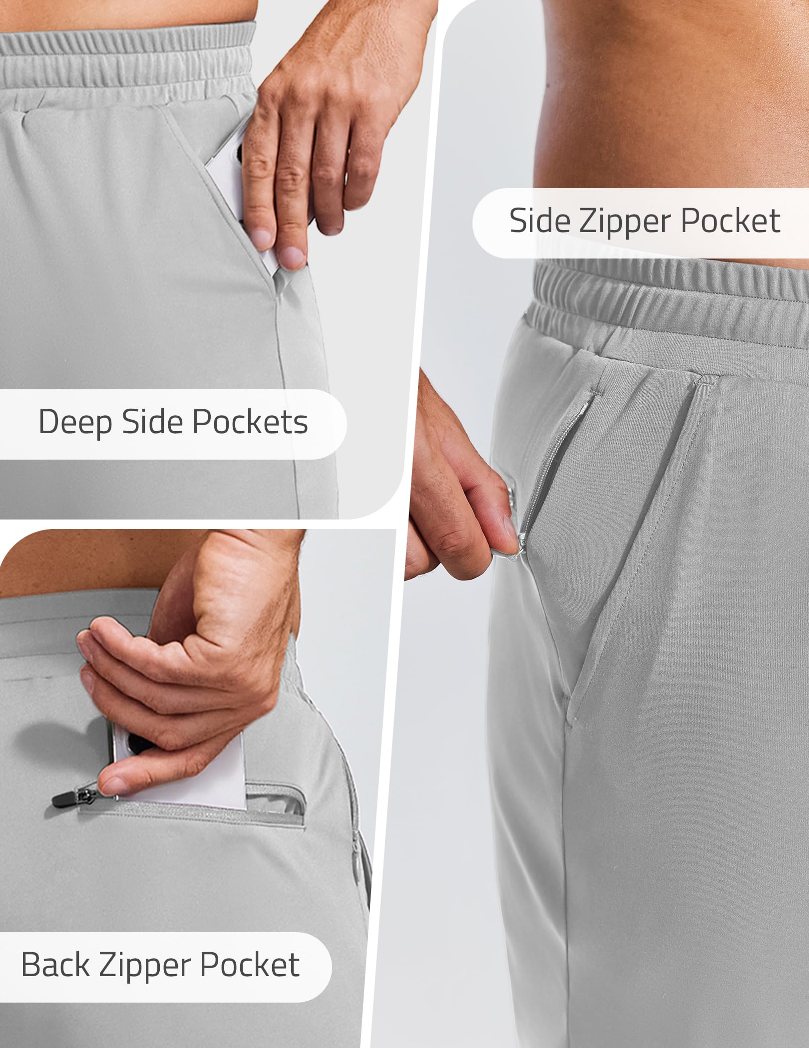 Vantor Pantalones de chándal Pantalones de chándal con puños para Hombre Pantalones de Jogging Ligeros con Bolsillos con Cremallera Protección Solar UPF 50+ Slim Fit Sport Casual para Correr Gimnasio