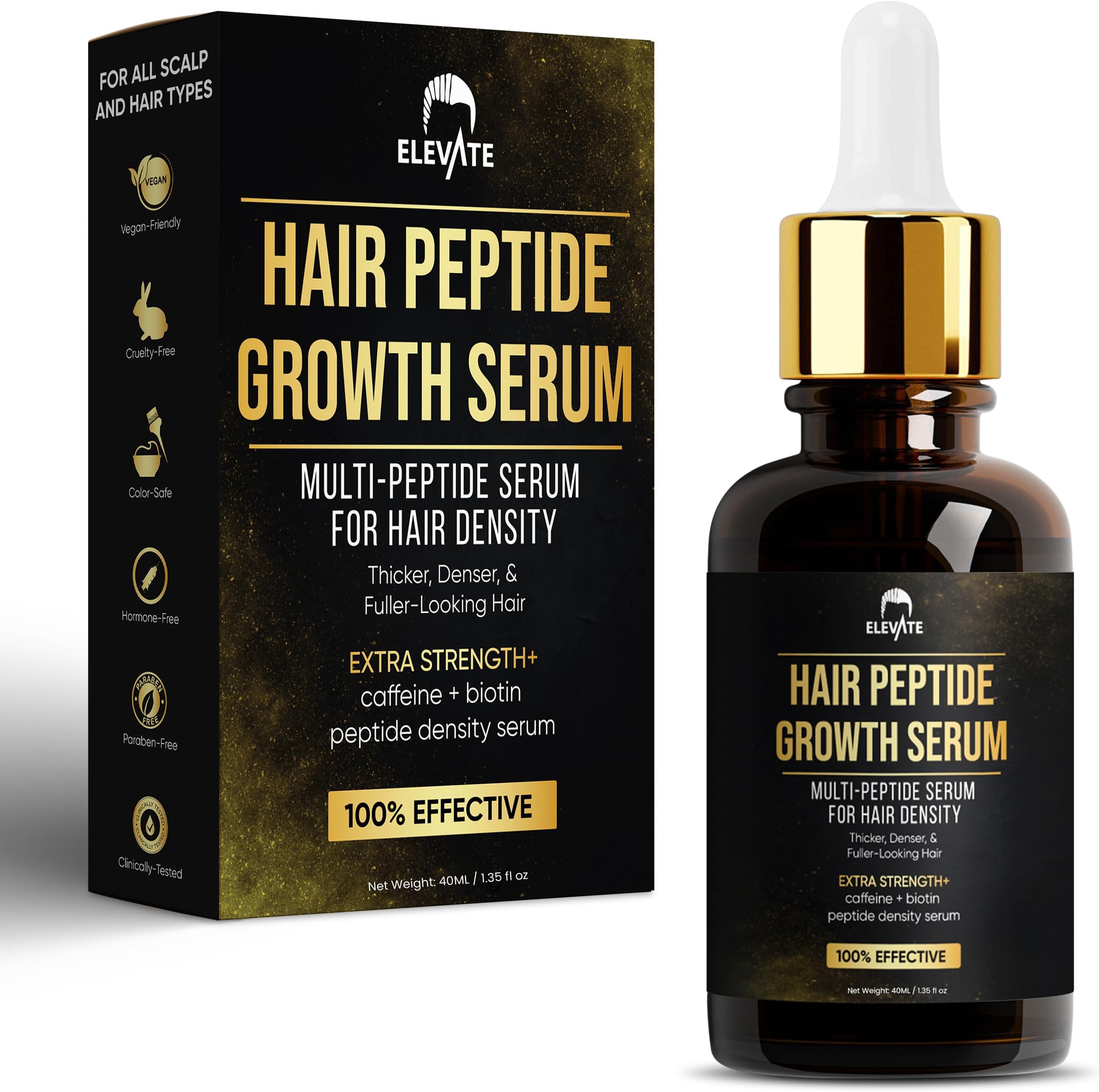 Multi-Peptide Hair Growth Serum Caffeine + Biotin Peptide Density for Fuller Thicker Visibly Longer Natural Hair Regrowth – Vegan Safe & Gentle Scalp Serum Formula Treatment for Thinning Loss
