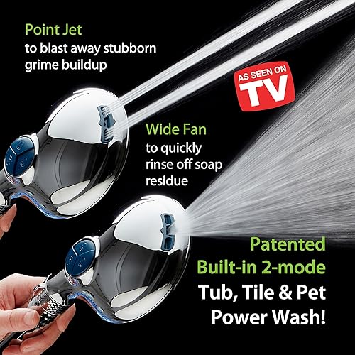 Miniatura 3 de AquaCare High Pressure 6-way Dual Shower Head Combo with Built-in Filter & Power Wash - Clean Tub, Tile & Pets. Remove Chlorine, Lead & Toxins from