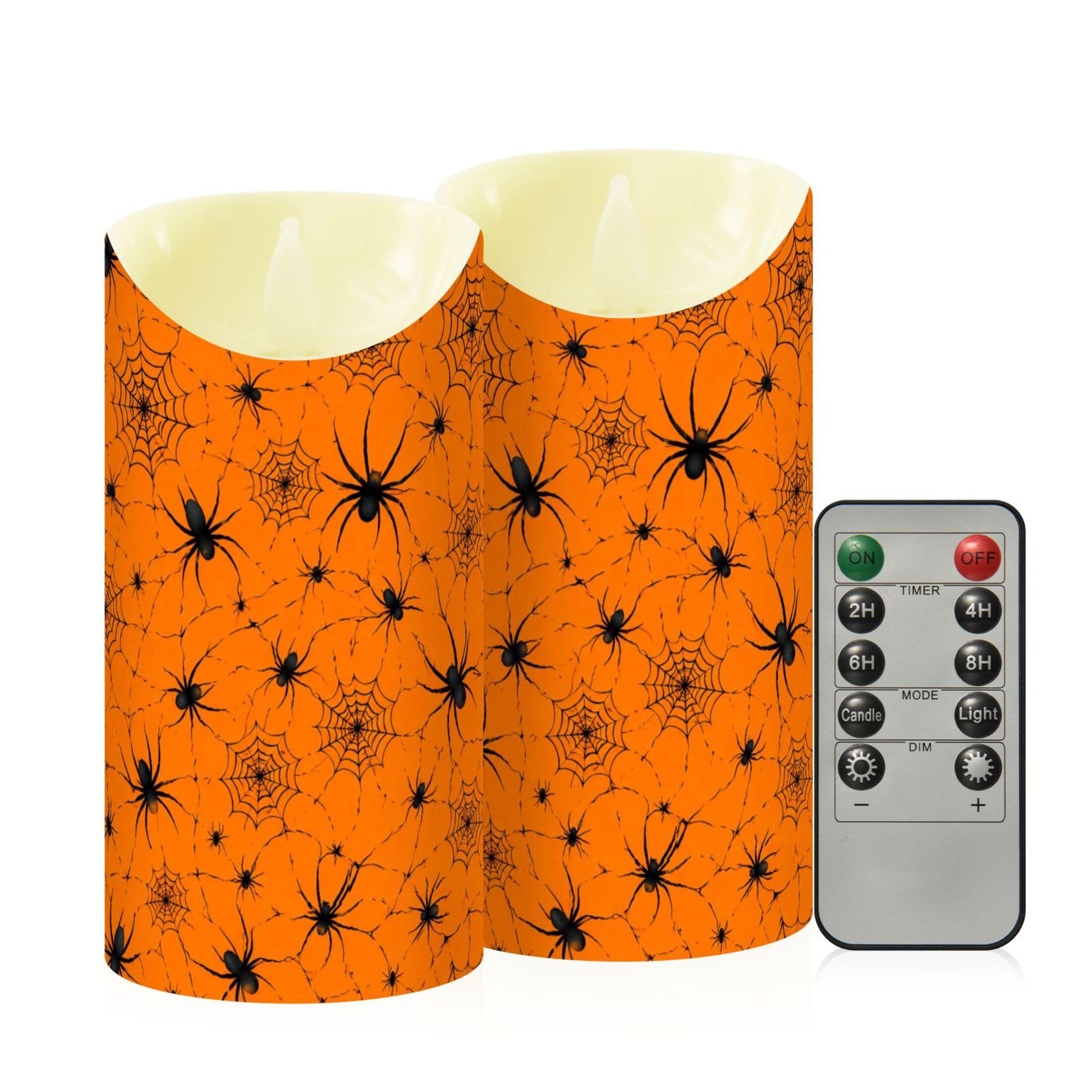 Fuauuyl Webs LED Flameless Candles Flickering Plastic Pillar Candles Battery Operated Votive Candle with Remote Control and Timer, Home Decoration 2 Pack