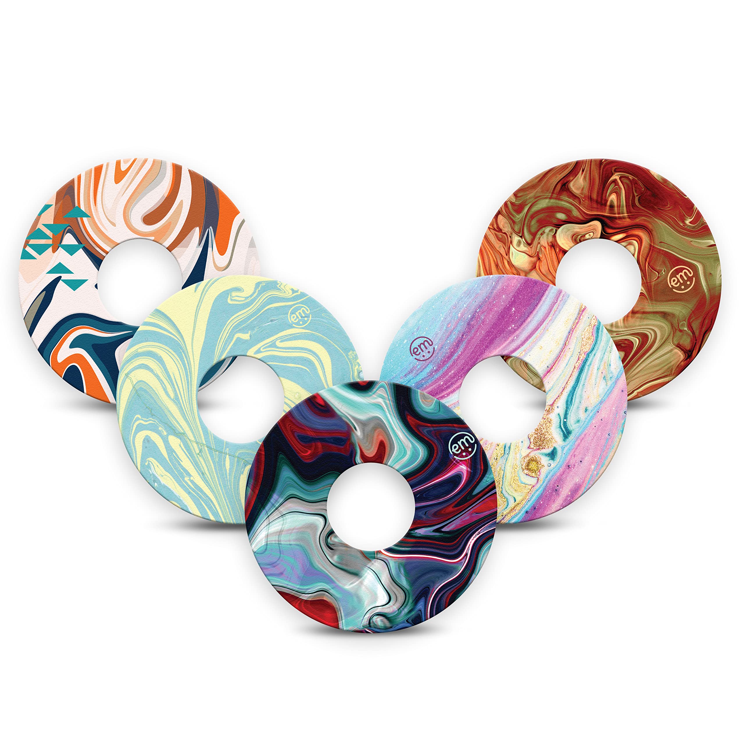 ExpressionMed - Adhesive Patch for Libre 3 & Libre 3 Plus (5-Pack) - Made in The USA, Waterproof, Split Backing, CGM Tape (Super Swirl Variety Pack)