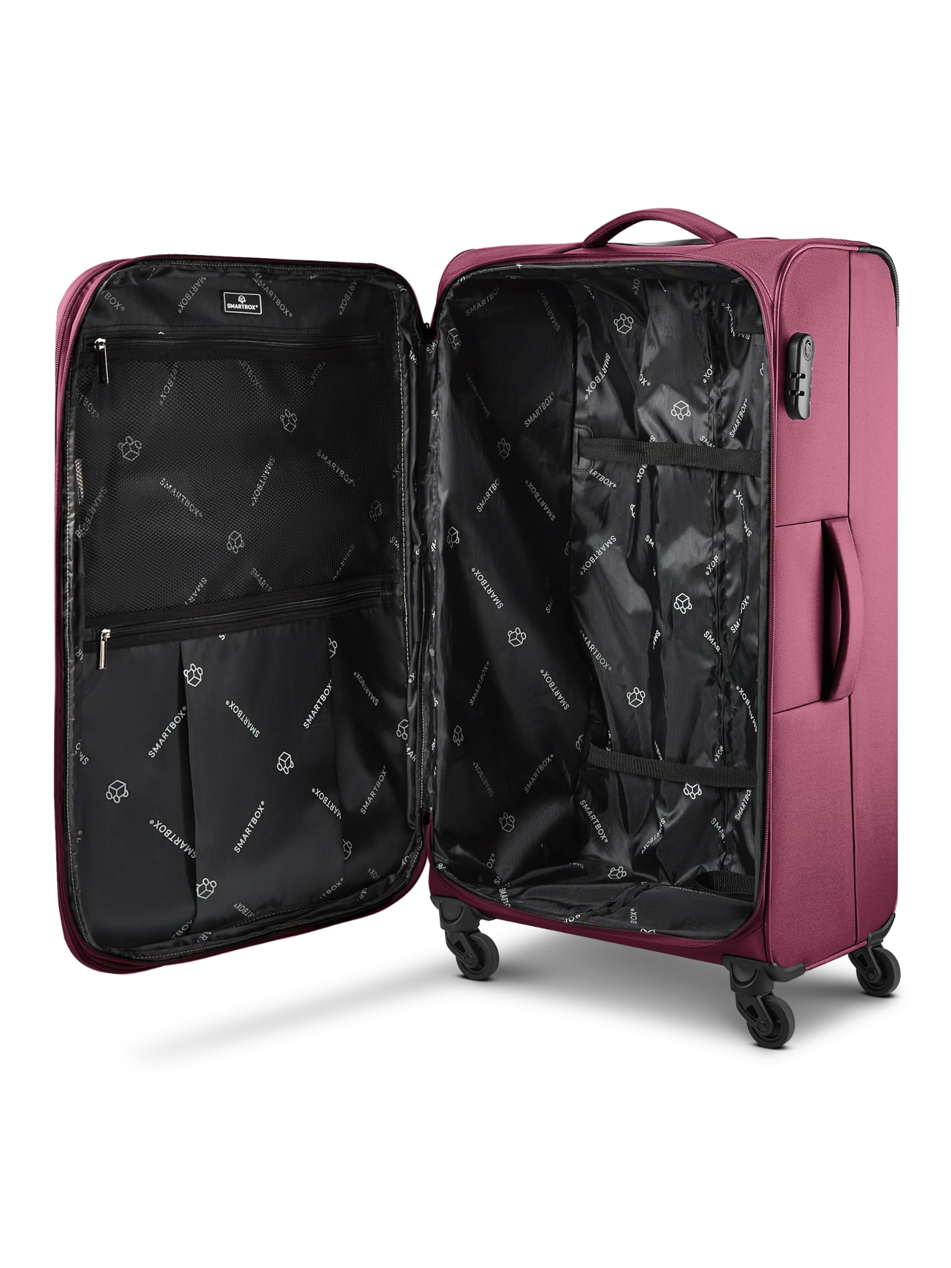 Smartbox Duża miękka walizka Check-in dla kobiet i mężczyzn, duża walizka XL 46 x 31 x 78 cm, 4 rolki i zamek szyfrowy, możliwość rozszerzenia o elastyczną zakładkę, lekka, 3,6 kg (edycja 04)