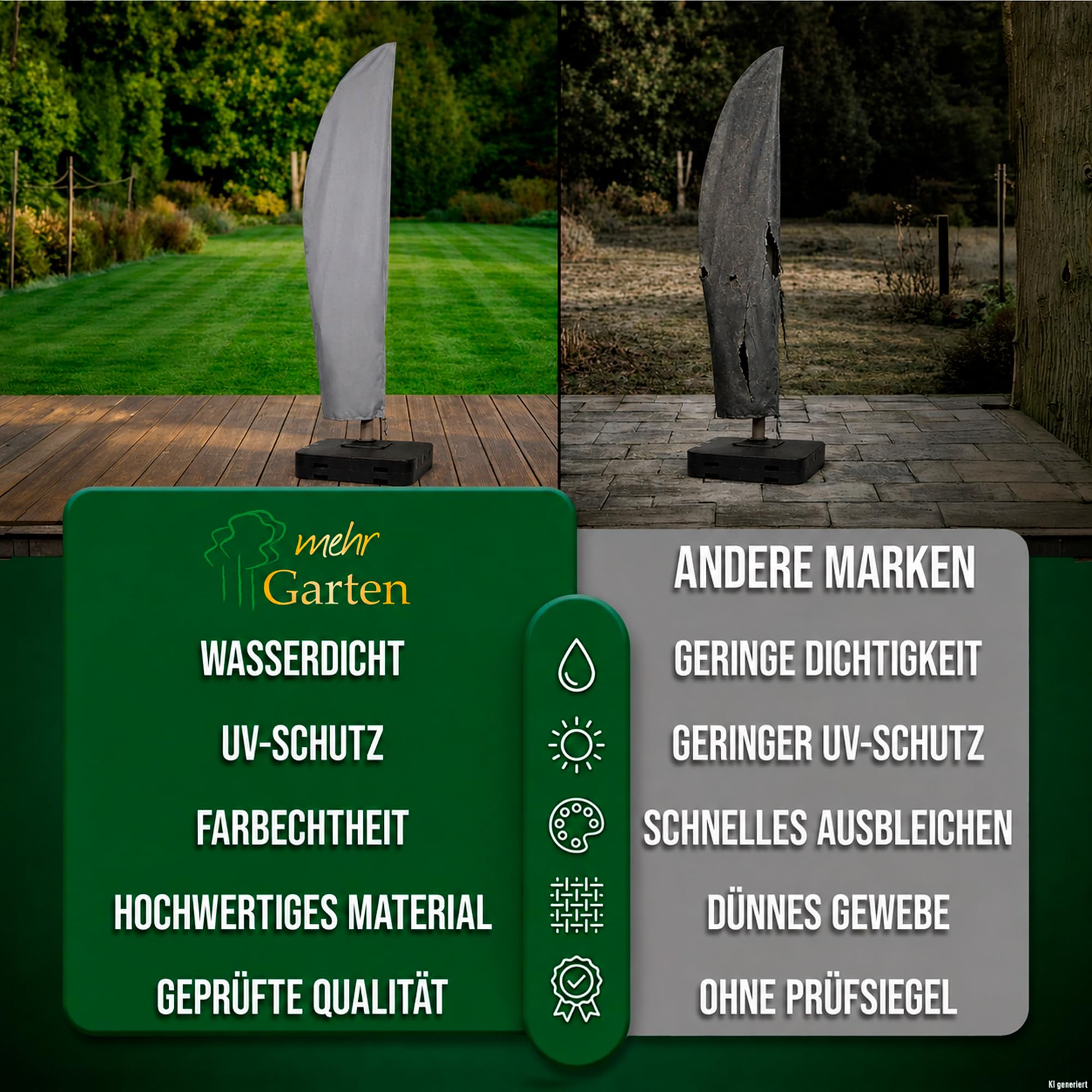Sonnenschirm Schutzhülle für gebogene Ampelschirme, 265x40/70/50 cm, grau, Oxford 600D Gewebe, Sonnenschirm Abdeckung wasserdicht, UV-beständig und wetterfest