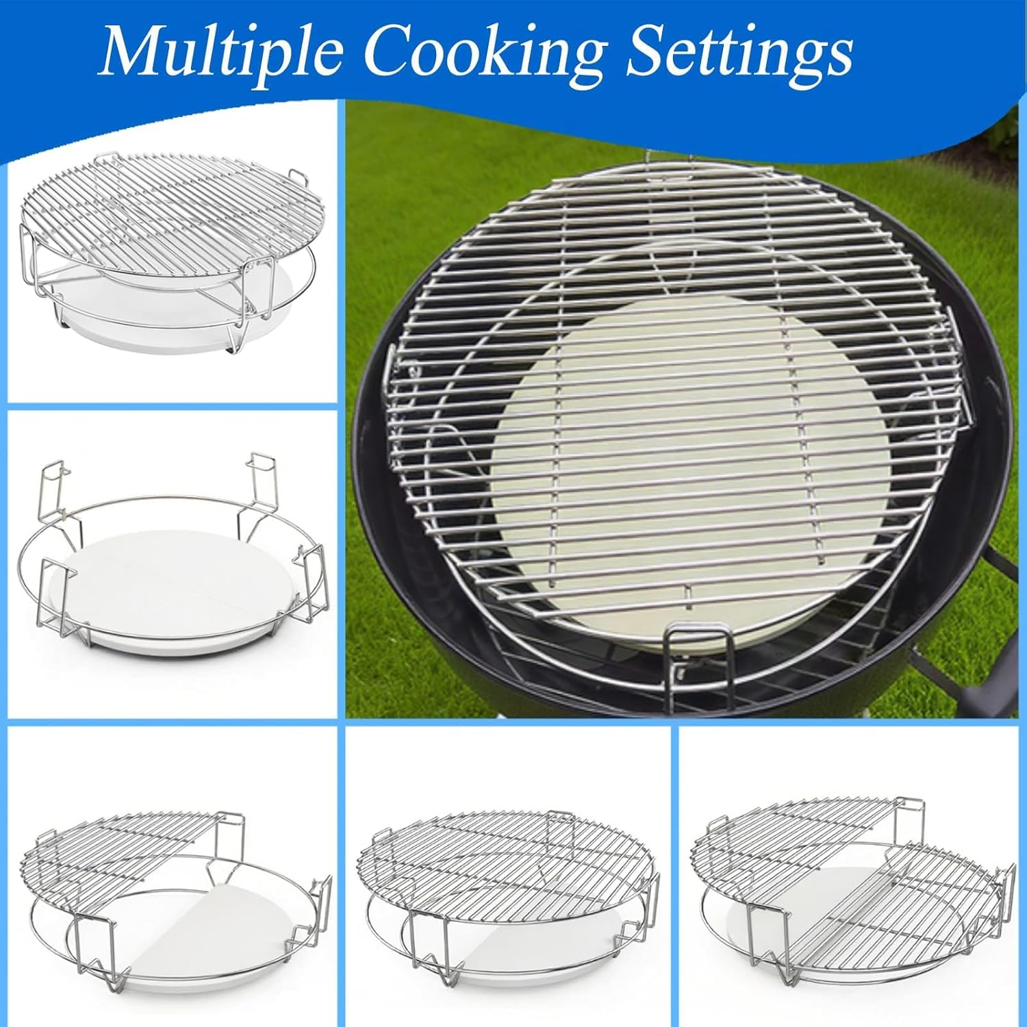 S24 (1-Pack) Cooking Grate System Grilling Accessory for Weber 22" Kettle Grill and Other Similar Size Kettle Grills