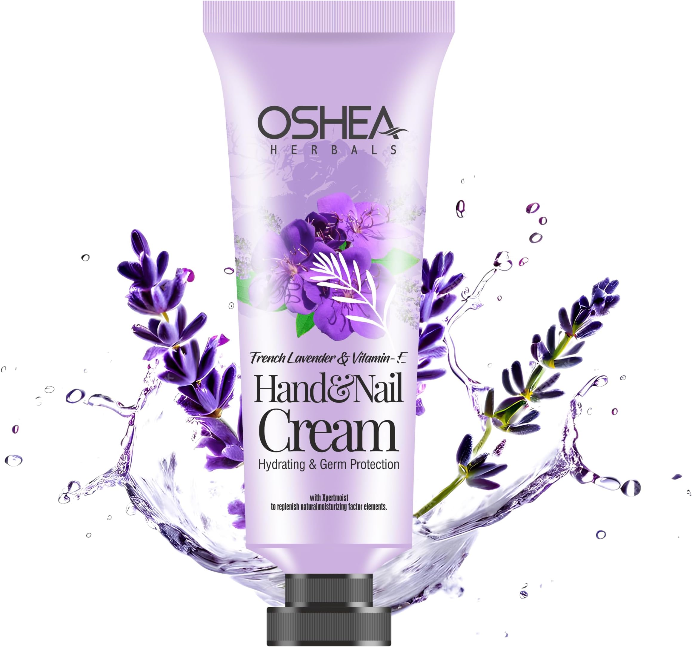Oshea Herbals French Lavender Hand & Nail Cream for Men & Women | Super Hydrating & Moisturizing with Germ Protection | Enriched with Shea Butter, Vitamin E & Neem Extract - 30 ml