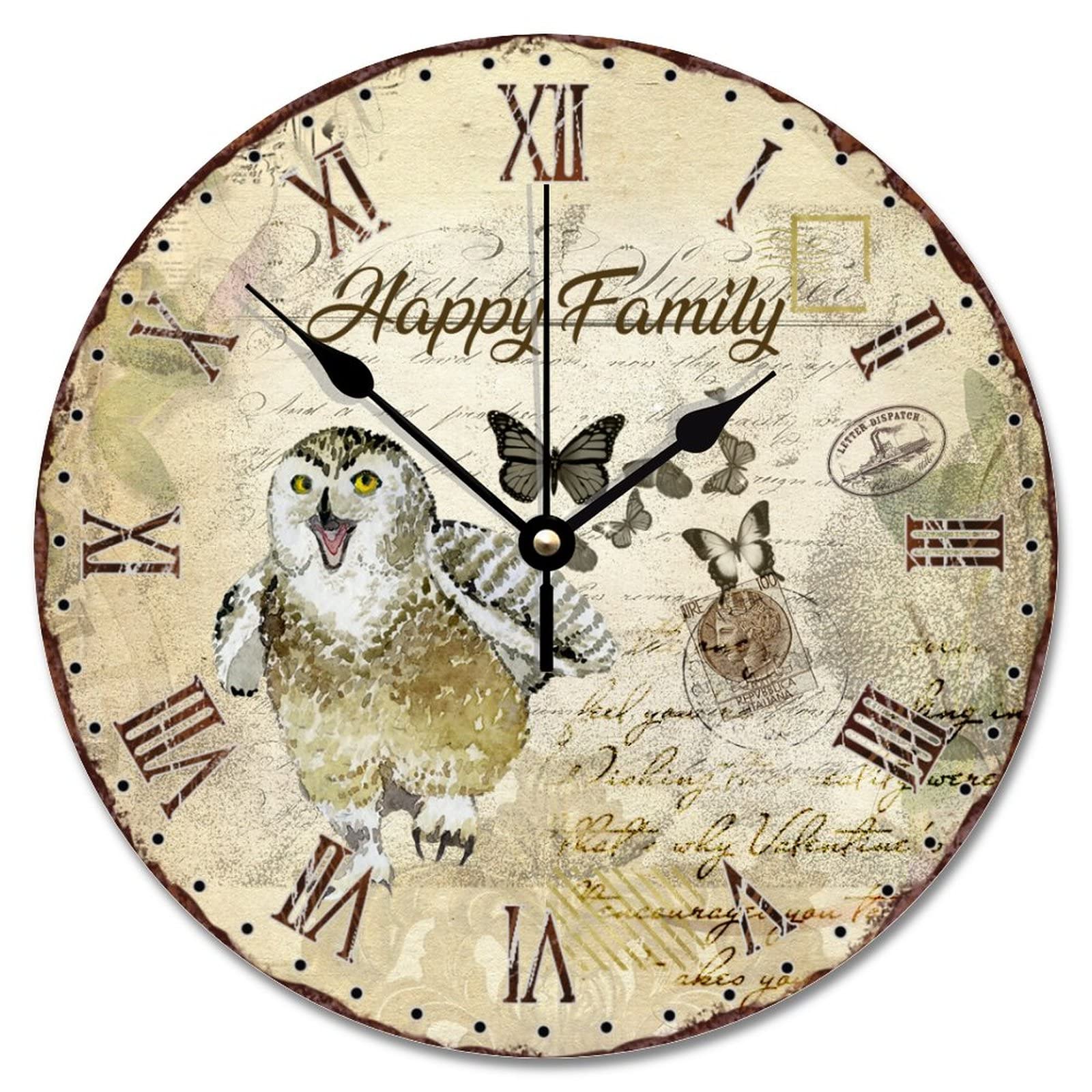 Horloge murale silencieuse sans tic-tac Paris en bois vintage