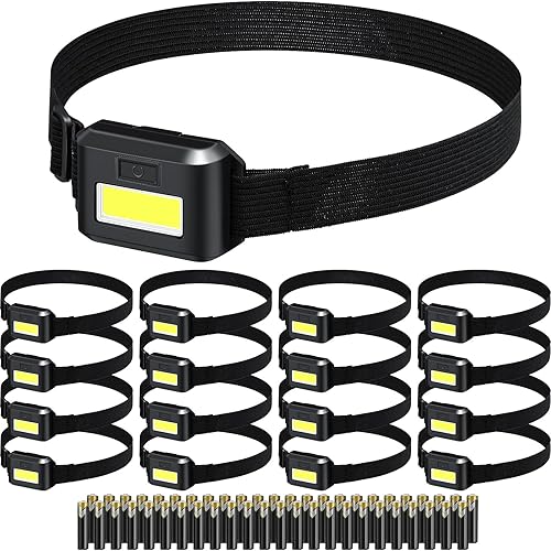 Zhengmy Paquete de 16 linternas LED para adultos y niños, luces de cabeza LED de 3 modos, faros delanteros LED con 48 pilas AAA para exteriores,