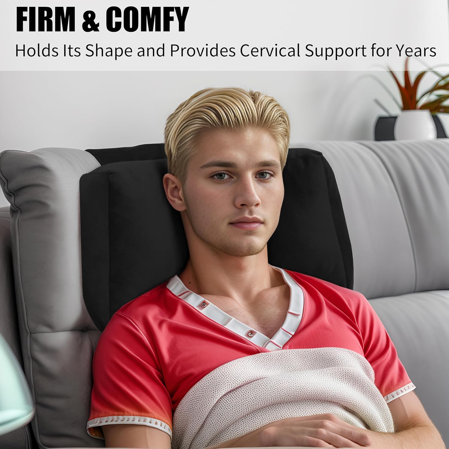 Recliner Headrest Pillow, Versatile Neck Support Cushion with Velvet Cover for Adults, Ideal Accessory for Chair, Couch, Office, Bed, Lumbar Pain Relief, Travel, Lounging, Black