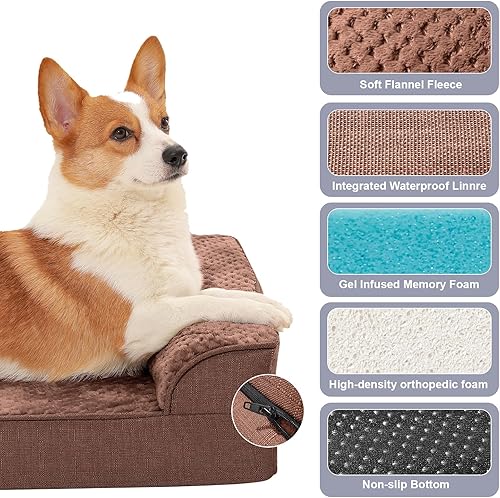 Miniatura 3 de Cama Ortopédica para Perros de Tamaño Mediano, Cama de Espuma Viscoelástica para Perros Medianos, Funda Extraíble Lavable, Parte Inferior Microsuede