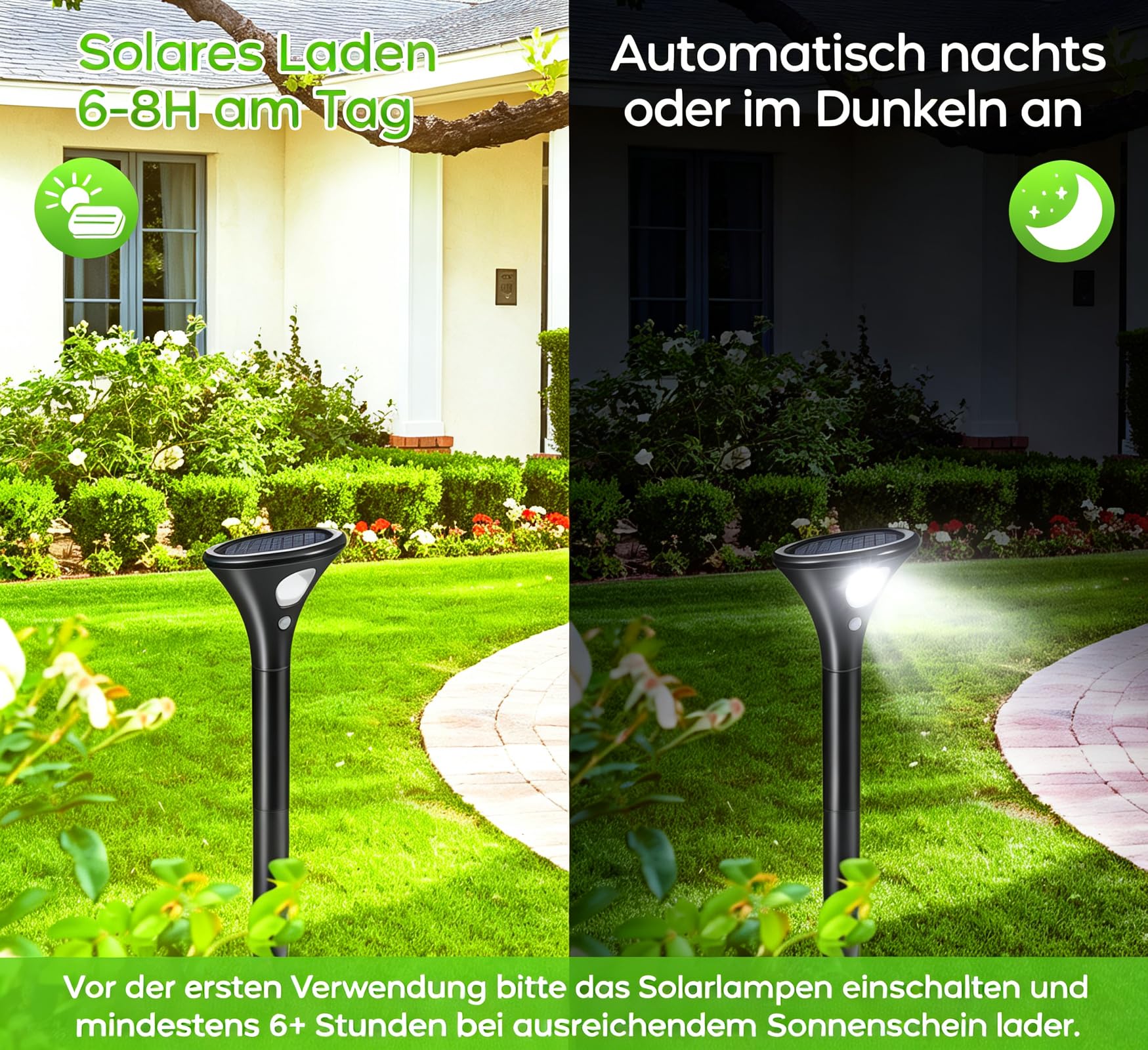 Garvee Solar Erdbodenleuchte, IP65, Intelligente Erkennung Garten 4pcs | Wetterfest, kabellos & einstellbar – ideal für Gartenwege, Einfahrten und Terrassen. Hausbesitzer und Gartenliebhaber