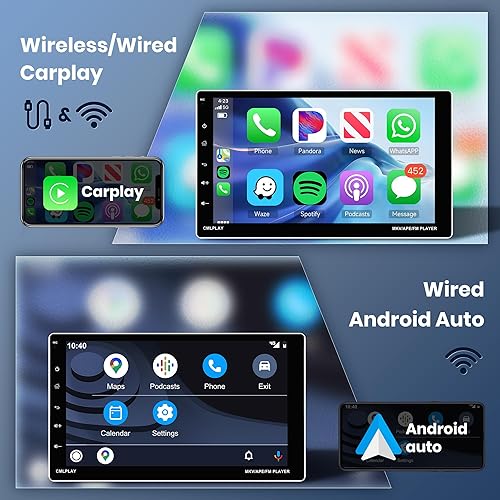 Miniatura 2 de 2G + 64G 9 pulgadas Android Single DIN inalámbrico Carplay Car Stereo Android Auto, pantalla táctil Rimoody 1 DIN Radio de coche con navegación GPS