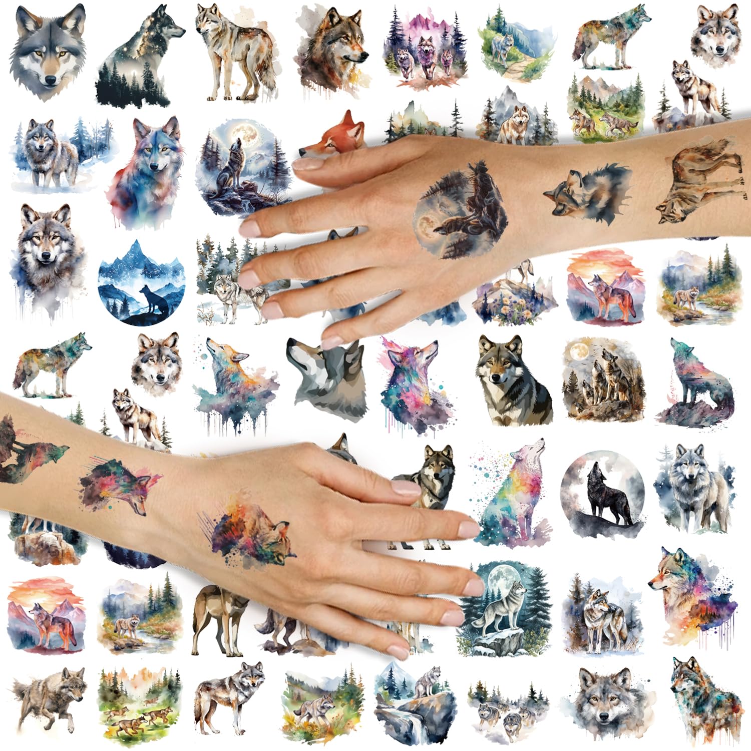 JoyfulGlam Wolf Temporary Tattoos Kids, Animal Tattoos Temporary, Wolf Birthday Party Decorations, Animals Party Supplies Favors, Goodie Bags Stuffers