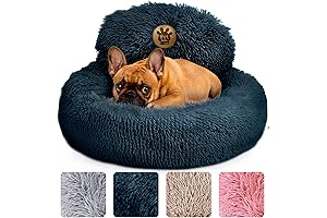 PetJett Calming Round Dog Bed with Fluffy Faux Fur