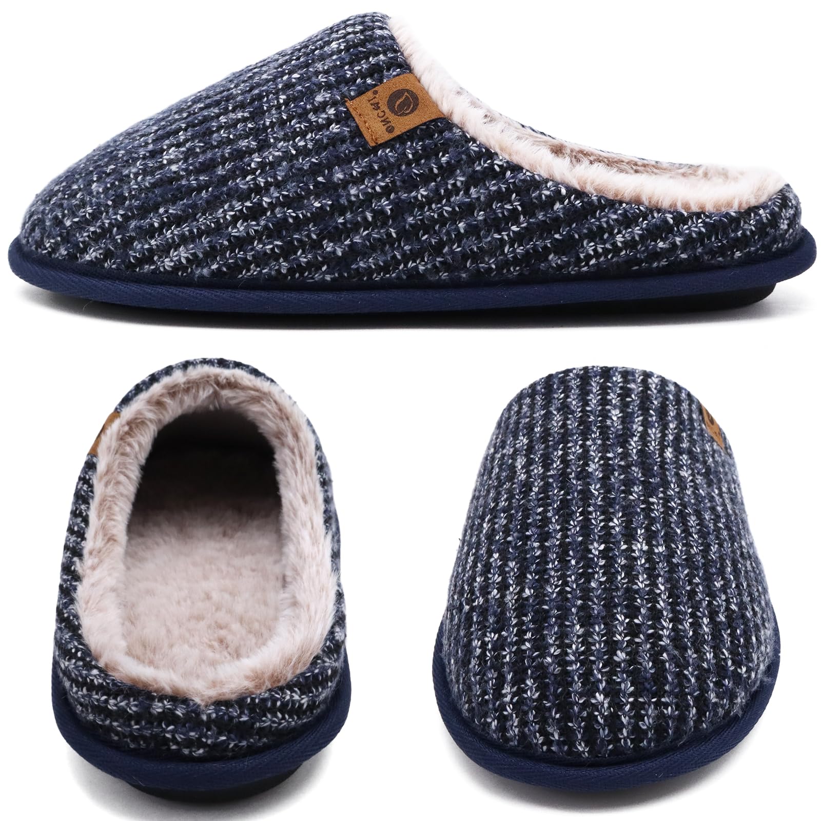 ONCAI Pantofole da Uomo Invernali, Comoda Memory Foam Calde Scarpe da Casa in Lana Con Suola Antiscivolo Taglia 40-49 EU