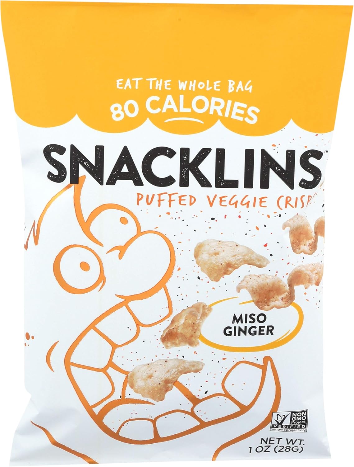 SNACKLINS Miso Ginger Puffed Veggie Crisps, 1 OZ
